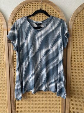Simply Vera Vera Wang Blue & White Wave-Print Short Sleeve Tee